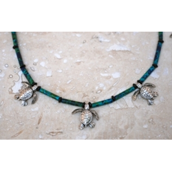Caribbean Blue And Green Hatchling Sea Turtle Charm Necklace